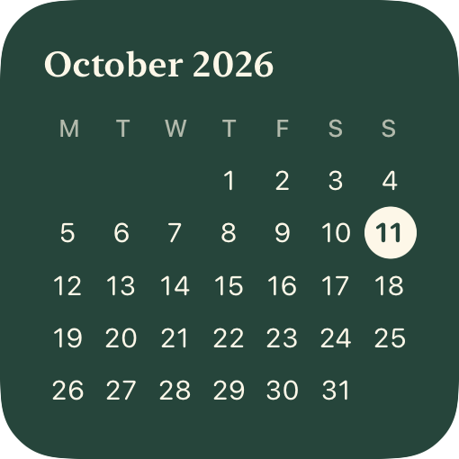 Calendar tile — example design rendered by WidgetFlair