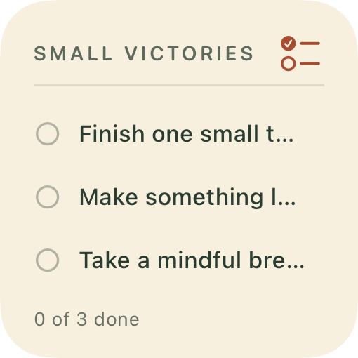 Small victories — example design rendered by WidgetFlair