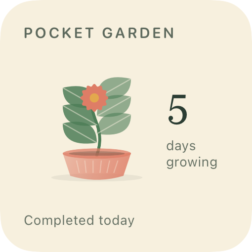 Pocket garden — example design rendered by WidgetFlair