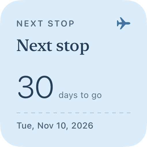 Next stop — example design rendered by WidgetFlair
