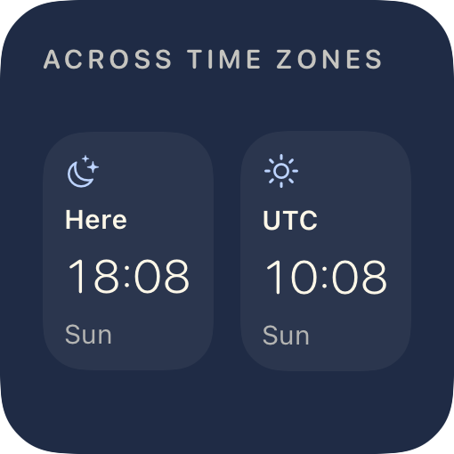 Across time zones — example design rendered by WidgetFlair
